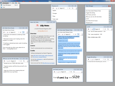 Screenshot of Lilly Notes beta release (0.2.0.0)